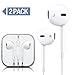 Earphones with Microphone [2 Pack] Premium Earbuds Stereo Headphones and Noise Isolating Headset Control for iPhone iPod iPad Samsung Galaxy S7 S8 and Android Phones (White) (White002)