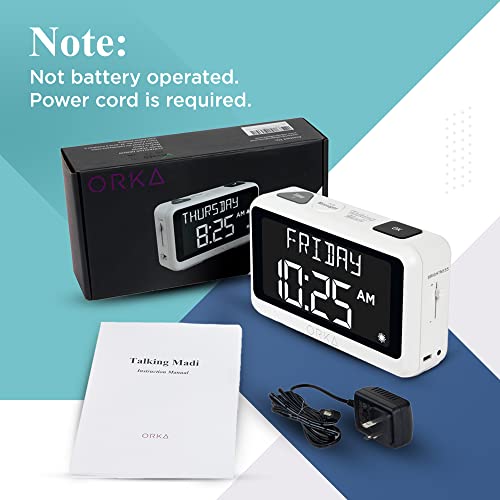 ORKA Talking Clock. Voice Recordable Medication Pill Reminder. Talking