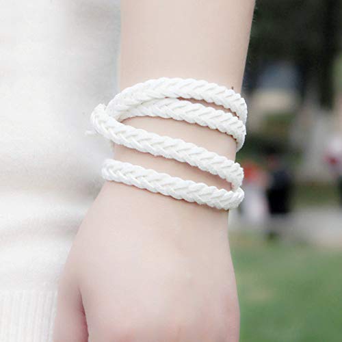 Wobe 100 Yards Suede Cord, Leather Cord 2.6mm x 1.5mm Suede Lace Faux Leather Cord with Roll Spool Beading Craft Thread for Bracelet Necklace Beading DIY Handmade Crafts Thread (White)