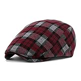 ZLSLZ Mens Unisex Newsboy Hat Cotton Flat Plaid Ivy Irish Cabbie Caps (winegezi)
