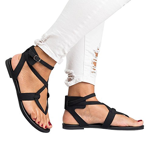 Londony ♥‿♥ Clearance Sales,Ladies Retro Rome Strappy Flat Sandals for Womens Granola Fisherman Sandal Shoes - Thumbnail 3