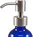 Glass Bottles with Stainless Steel Pump Nozzles (2 Pack); Empty Boston Round Bottles Ideal for Lotion & Liquid Soap (8 oz, Blue)
