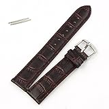 Mikey Store Soft Sweatband Leather Strap Steel Buckle Wrist Watch Band (Brown(20mm))