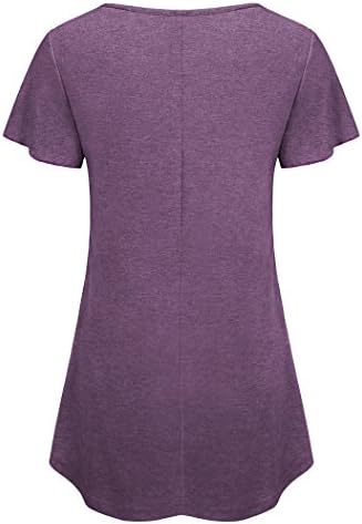 Sixother Womens Tunic Top Short Sleeve Summer V Neck Long Flowy Blouses