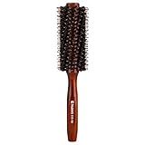Mokale Natural Boar Bristle Round Comb Hair Brush with Ergonomic Natural Wood Handle,2.2 Inch,Styling Essentials for Hair Drying, Styling, Curling