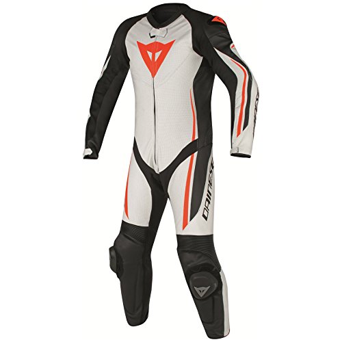 Dainese Assen Perforated Leather One-Piece Suit White/Black/Fluorescent Red Eu 54/Us 44