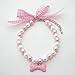 PetFavorites Necklace with Bling Pearls Rhinestones Bone Charm for Pets, 8-Inch, Pink