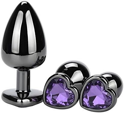 APMIX 3PCS Metal Heart Shape Men Women Se-x Toys Body Safe Ana-l Se-x-Light Purple