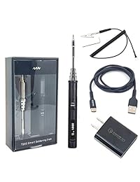 NovelLife TS80 - Kit de cable de soldadura eléctrica portátil con cargador rápido USB tipo C de silicona, temperatura ajustable, pantalla digital OLED, calefacción interna rápida, punta de soldadura TS B2