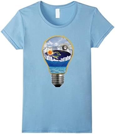 Womens Flat Earth Light Bulb Shirt Medium Baby Blue