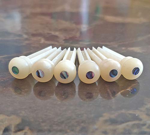 Vecentmat 9Pcs Unbleached Bone Guitar Part Set, Guitar Bridge Pins With Abalone Dot Inlay & Guitar Nuts & Guitar Saddle & Guitar Pin Puller Was Included.