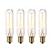 GLOBE Electric 80151 40W Vintage Edison Mini Tube Clear Glass Dimmable Incandescent Light Bulb, 4-Pack, E12 Base, 210 Lumens, Modern Lighting for Bedroom or Office, Lights for Home