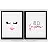 Confetti Fox Hello Gorgeous Wall Art, Minimalist Modern Glam Beauty Fashion Artwork, Makeup Decor Home Bathroom Bedroom Dorm (8x10 Unframed Set of 2 Prints)