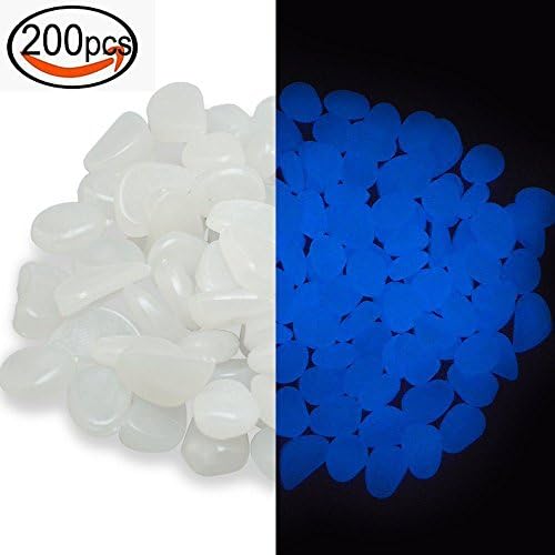 Glow in the Dark Pebbles Stones, Glow Rocks Garden Pebbles for Fish Tank , Powered Garden Lights
