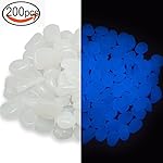 200pcs Glow in the Dark Pebbles Stones, Garden Pebbles Rocks for Fish Outdoor, Walkway, Yard Grass, and Fish Tank Decoration,Powered by Light (Light Blue)
