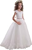 DressHome Scoop Lace Flower Girls Dresses Belt Girls First Communion Dress