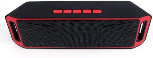 Portable Wireless Bluetooth Speakers Stereo Subwoofer TF USB FM Radio Built-in Mic Dual Speaker Bass Sound Bar Speakers for Home,Kitchen,Outdoor,Driving,Golf, and Sports (black/red)