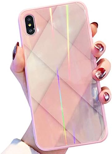 GYZCYQ Compatible iPhone Xs max Case for Girl Women, 9H Tempered Glass Back Cover [Anti-Scratch] Soft TPU Bumper Cute Girly Glitter Shockproof Protective Phone Case Cover for iPhone Xs max(Pink)