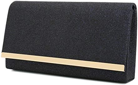 Charming Tailor Evening Clutch Glitzy Dusty Glitter Envelope Bag with Metal Trim Flap