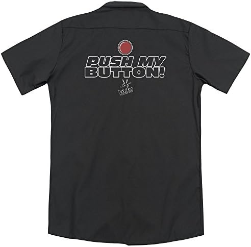 Voice Push My Button (Back Print) Mens Work Shirt BLACK MD