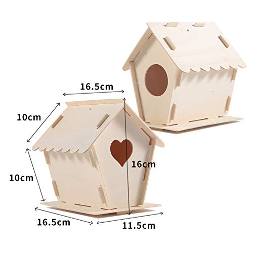 Vannana 2Pcs DIY Bird Houses Craft Kit for Ages 3-18,Build and Paint Birdhouse,Wooden Arts for Supplies Party Favors for Girls& Boys,Includes Paints,Brushes,Glue,Stickers,Apron(Random Stickers)