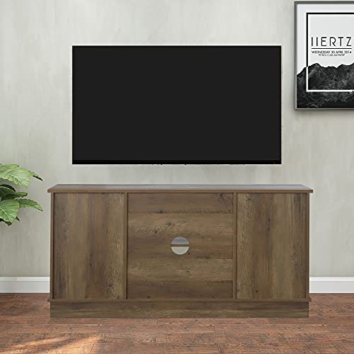 GHQME Sliding Barn Door Farmhouse TV Stand，58 Inch Storage Table，Wood