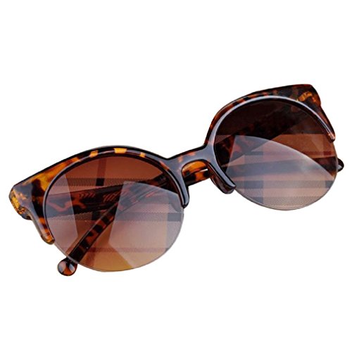 Forthery Vintage Retro Classic Half Frame Horn rimmed Sunglasses With Polycarbonate Lenses (C)