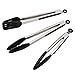 Alimat PluS Silicone Kitchen Tongs Set of 3, Cooking Tongs with Silicone Tips Including Spatula Tong(12Inch) for Easy Turning and 2 Basic Food Tongs(9Inch,12Inch) for Cooking, Grilling, Serving(Black)