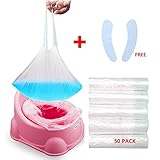 Potty Liners Disposable, Travel Potty Chair Liners with Drawstring Potty Bags Universal Potty Chair Liner for Kids Toddler 50 Pack