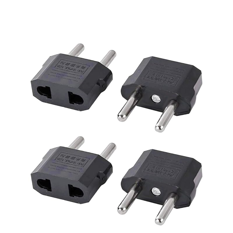 Photo 1 of Europe Travel Plug Adapter – Power Adapter for Europe – US to EU Adapter for Spain, France, Germany, Italy – USA to Europe Plug Converter - 4 Pack (Black)