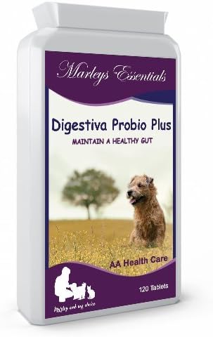 Marleys Essentials DIGESTIVA PROBIO Plus 5 Strain Probiotic Supplement for Dogs. 120 Chewable Chicken Flavour Tablets 2 Billion CFUs per tablet. Added Digestive Enzymes and Prebiotics