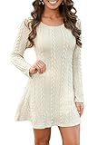 ChongXiao Women's Casual Crewneck Knitted Long Sleeve A Line Sweater Dress (FBA)