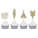 Giuffi 24 CT Tribal Boho Cupcake Toppers Wild One Arrow Feather Teepee First Birthday Party Decors (Gold) primary