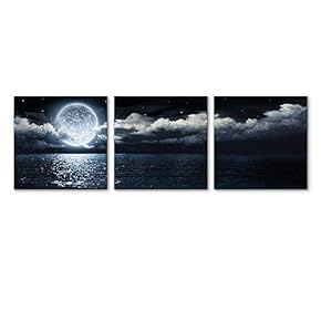 3 Piece Canvas Wall Art for Living Room Bedroom Home Artwork Blue Ocean Paintings Ready to Hang - 12"x12"x3 Panels