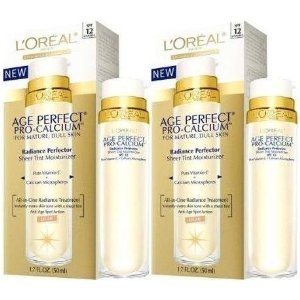 Amazon Com Loreal Age Perfect Pro Calcium Radiance Perfector Sheer Tint Moisturizer Light 1 7 Oz 2 Per Pack Beauty