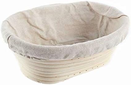 Syhonic Oval Bread Banneton Proofing Basket with Linen Liner Cloth for Professional & Home Bakers, 10 x 6 x 3.5 Inch