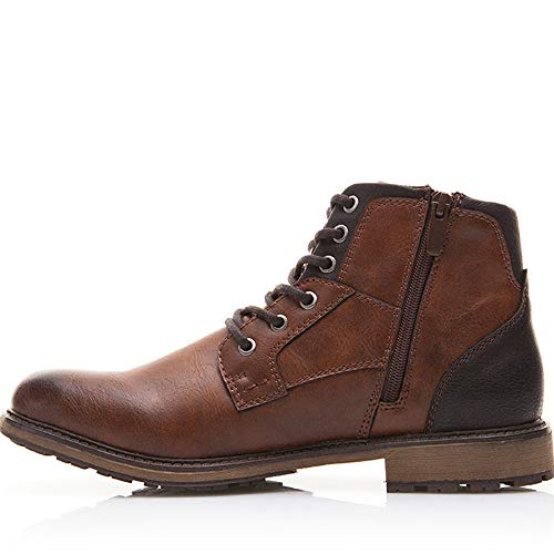 XPER Men's Brown Fashion Lace up Motorcycle Combat Winter Ankle Boots