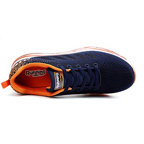 Shusuen Womens Mens Walking Casual Shoes Air Cushion Running Jogging Gym Sports Sneakers Orange - Thumbnail 3