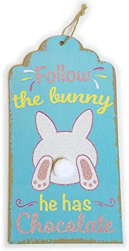 Easter Decorations for The Dwelling Farmhouse Easter Decor Indicators Wall Artwork Bunny Signal for Room Entrance Door Kitchen Yard Outside Porch Easter Indicators Wood Plaque Dwelling Decor Easter Hanging Signal Blue