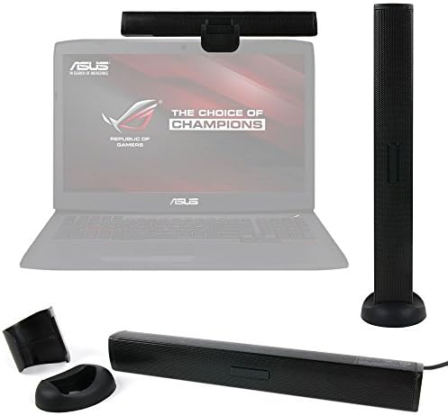 DURAGADGET Black Streamlined Laptop Speaker With Desktop Stand and Screen Mount - Compatible with the Asus ROG G751JT | GL552VW | GL752VL | GX700VO Gaming Laptops