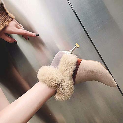 Hot Sales! NRUTUP Fashion Women's Sexy Ankle Pointed-Toe Fine Heel Shoes Keep Warm Short Boots (39,Beige)