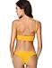 SweatyRocks Women's Sexy Bathing Suit Solid Color Halter Shirred Bikini Swimsuit Yellow L