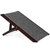 BIRDROCK HOME 13" Tall Decorative Wooden Folding Dog Ramp for Couch Bed Car - Soft Paw Friendly G...