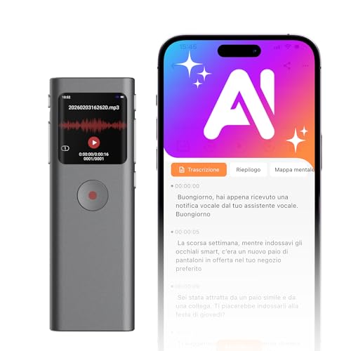 NUASI AI Voice Recorder, 64GB Digital Recorder Transcription and Auto Summary, Supports 90+ Languages, App Control, Unlimited Cloud, with Voice Activation for Meeting/Lessons