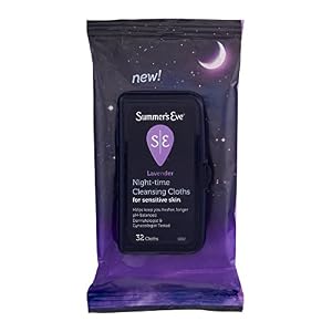 Summer’s Eve Feminine Wipes, Night-time Cleansing Cloths, Lavender, 32 Count