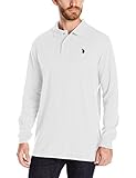 U.S. Polo Assn. Men's Classic Long Sleeve Interlock Polo Shirt, White, Large