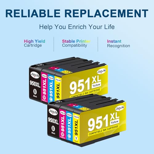 8 Pack 950XL 951XL Multipack Ink Cartridges for HP 950 XL 951 XL Compatible with Officejet Pro 8620 8600 8610 8100 8615 8616 8625 8630 8640 8660 251dw 276dw 271 DW (2 Black/2 Cyan/2 Magenta/2 Yellow)