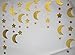 Mybbshower Gold Glitter Moon and Stars Garland Children's Birthday Party Nursery Room Decoration 12 Feet