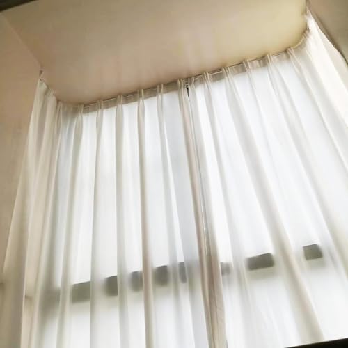 MAKINGTEC Self Adhesive Ceiling Or Wall Curtain Track No Drill Curtain Rod 3M, No Damage Curtain Track Hangers, Adhesive Curtain Rod For Windows Cabinet Closet Bathroom Shower Curtain