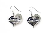 NFL Seattle Seahawks Sports Team Logo Girls Fashion Wear Swirl Heart Shape Dangle Charm Gift Earring Set